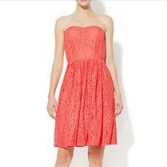 New York & Company Dresses & Skirts - NY&C Eva Mendez Coral Lace Strapless Dress